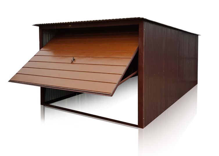 Plechová garáž 3x5m so spádom strechy dozadu, Brána Zlatý Dub