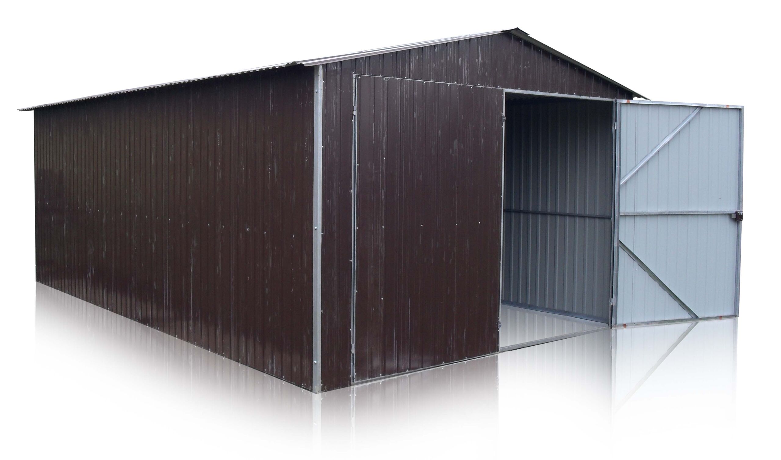 Plechová garáž 4x6 sedlová strecha RAL 8017