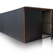 Plechová garáž 3×5, Čierna Mat so spádom strechy dozadu