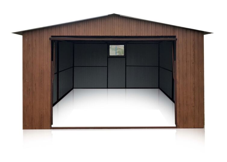 Plechová garáž 4×5m sedlová strecha Orech Mat