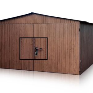 Plechový garáž 4×5 so sedlovou strechou vo farbe Orech Mat