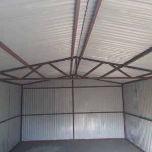 Plechová garáž 4×6 sedlová strecha RAL 3005