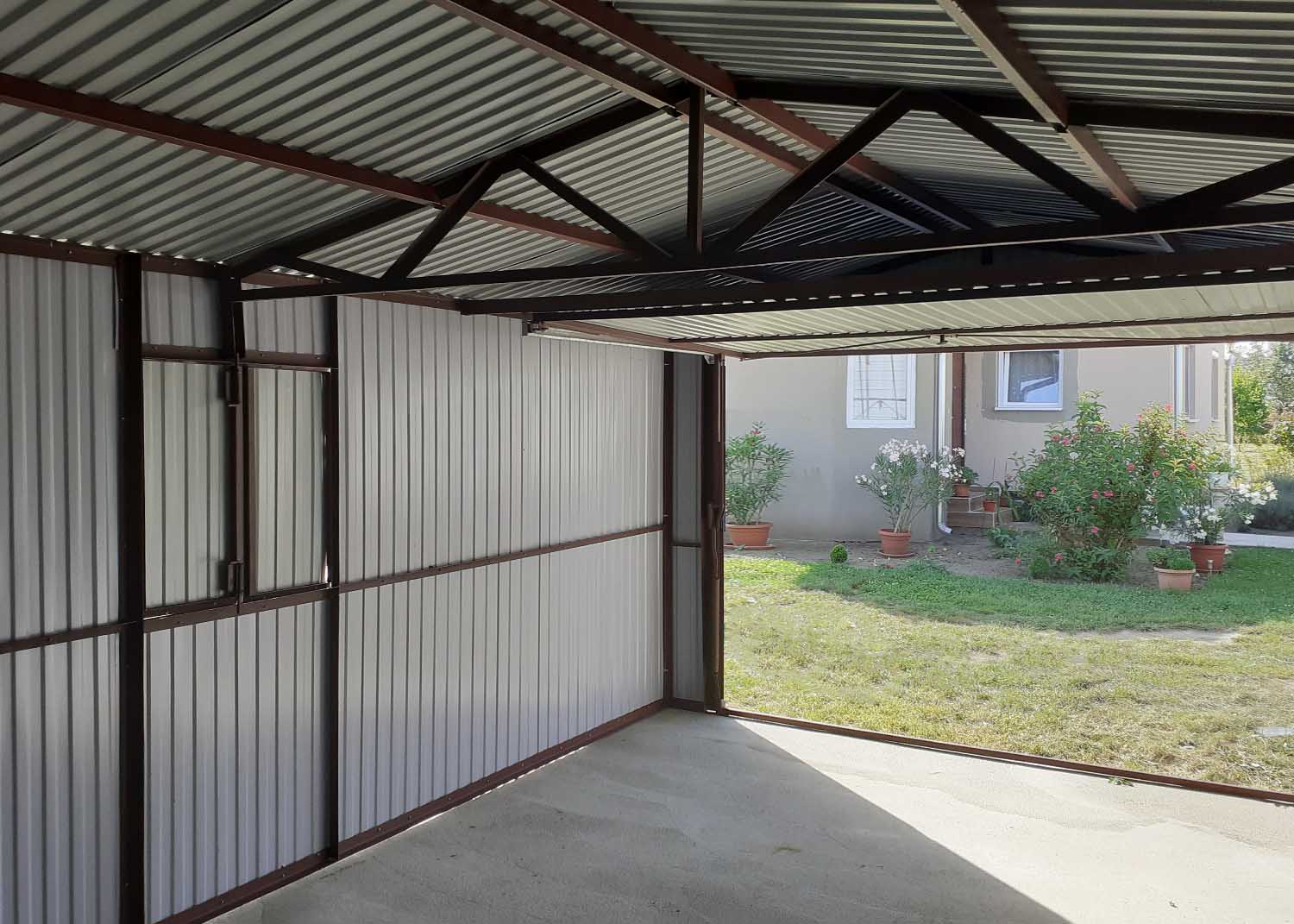 Plechová garáž 3,5x5m sedlová strecha