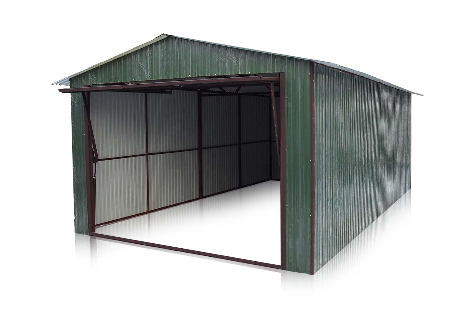 1Plechová garáž 3,5x5m sedlová strecha