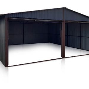 Dvojitá garáž 6×5 / 6×6 m – sedlová strecha – grafit