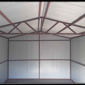 Plechová garáž 3x5m-sedlová strecha-tmavý orech
