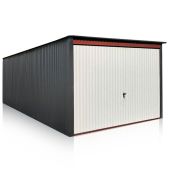 Plechová garáž 3x5m, grafitová BTX 7016, výklopná brána biela BTX 9010