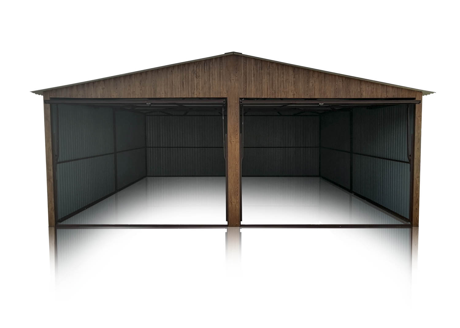 Plechová garáž 6×5m sedlová strecha - tmavý orech - eurostal.sk