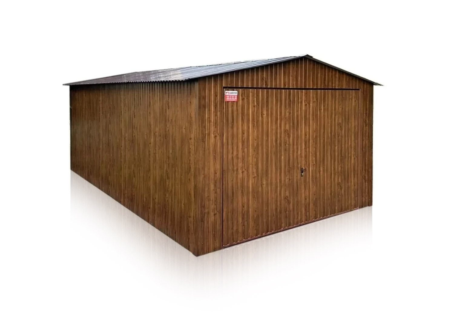 Plechová garáž 3,5 x 6 m so sedlovou strechou - imitácia dreva