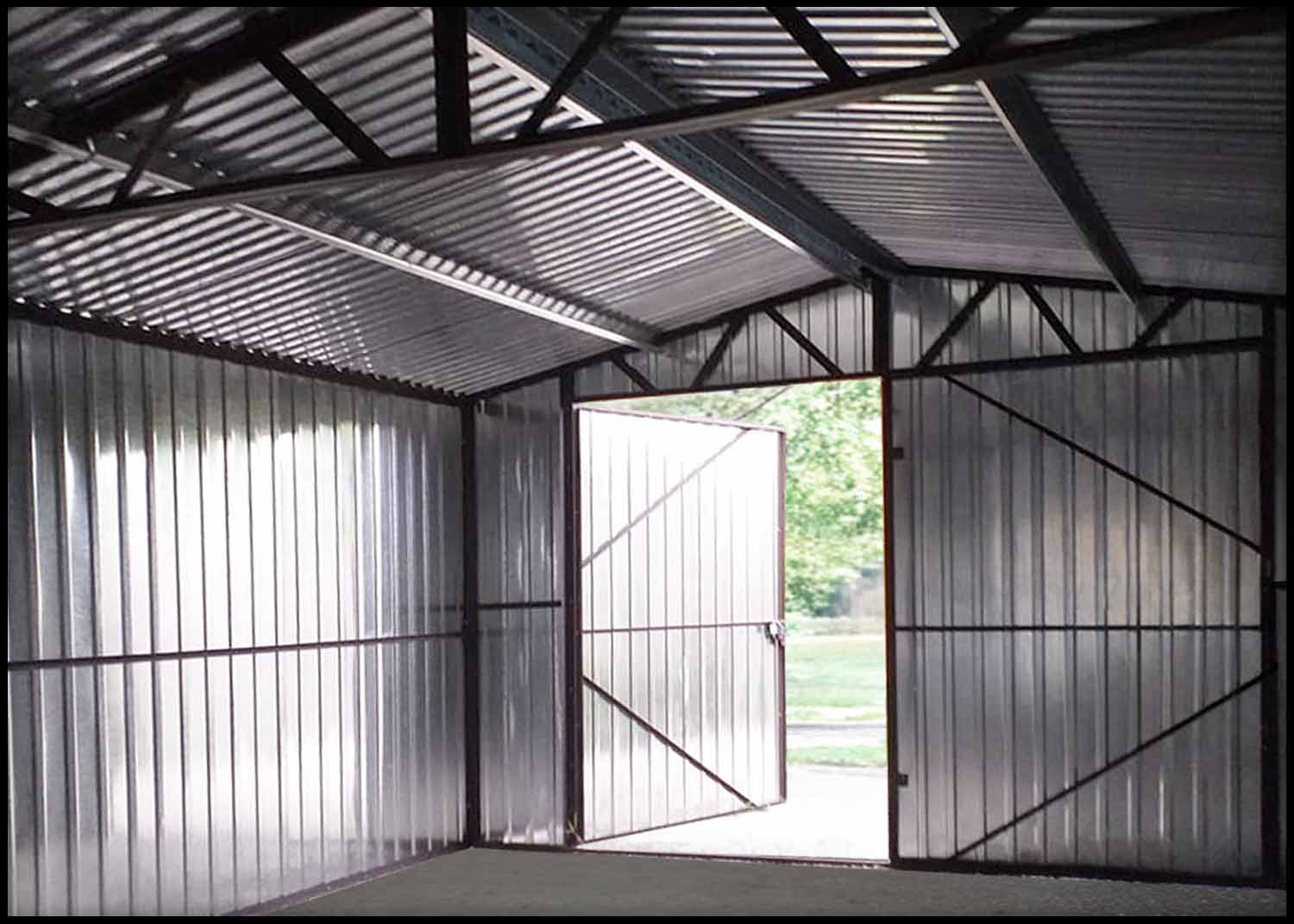 Konstrukce - Plechová garáž 4x5m sedlová strecha-pozinkovana