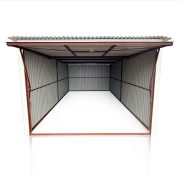 Plechová garáž 3x5m, biela matná, brána grafit - štruktúra dreva